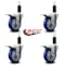 Service Caster 4'' Blue Poly Swivel 1-1/4'' Expanding Stem Caster Set Total Lock Brake, 4PK SCC-EXTTL20S414-PPUB-BLUE-114-4 - alternate 3